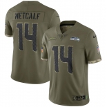 Mens Womens Youth Kids Seattle Seahawks #14 DK Metcalf 2022 Olive Salute To Service Limited Jersey