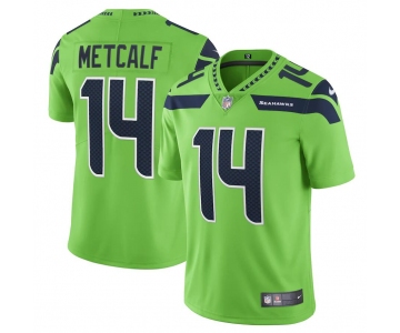 Mens Womens Youth Kids Seattle Seahawks #14 DK Metcalf Nike Neon Green Vapor Limited Player Jersey