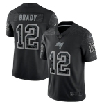 Mens Womens Youth Kids Tampa Bay Buccaneers #12 Tom Brady Black Reflective Limited Stitched Jersey