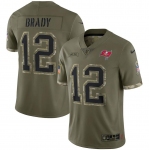 Mens Womens Youth Kids Tampa Bay Buccaneers #12 Tom Brady Nike Olive 2022 Salute To Service Limited Jersey