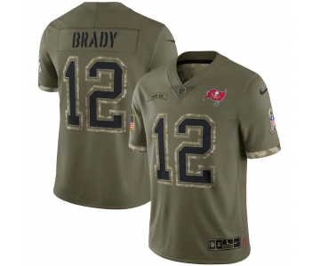 Mens Womens Youth Kids Tampa Bay Buccaneers #12 Tom Brady Nike Olive 2022 Salute To Service Limited Jersey