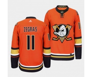 Men's Anaheim Ducks #11 Trevor Zegras Orange Authentic Adidas Jersey