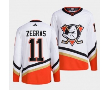 Men's Anaheim Ducks #11 Trevor Zegras White 2022-23 Reverse Retro Stitched Jersey