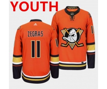 Youth Anaheim Ducks #11 Trevor Zegras Orange Authentic Adidas Jersey