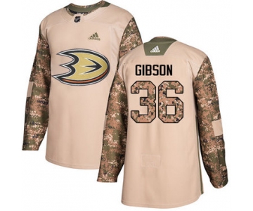 Adidas Ducks #36 John Gibson Camo Authentic 2017 Veterans Day Youth Stitched NHL Jersey