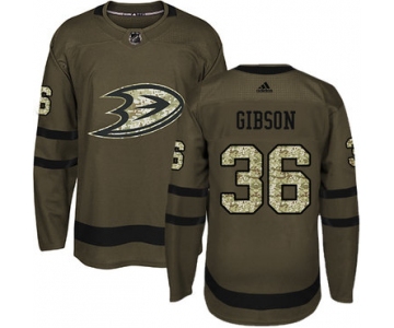 Adidas Ducks #36 John Gibson Green Salute to Service Youth Stitched NHL Jersey
