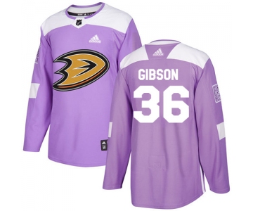 Adidas Ducks #36 John Gibson Purple Authentic Fights Cancer Stitched NHL Jersey