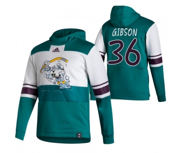 Anaheim Ducks #36 John Gibson Adidas Reverse Retro Pullover Hoodie White Green