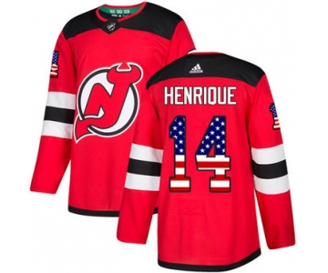 Adidas Devils #14 Adam Henrique Red Home Authentic USA Flag Stitched NHL Jersey