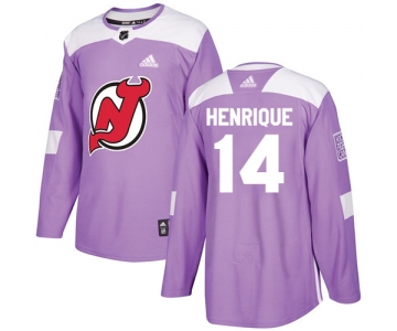 Adidas New Jersey Devils #14 Adam Henrique Purple Authentic Fights Cancer Stitched Youth NHL Jersey
