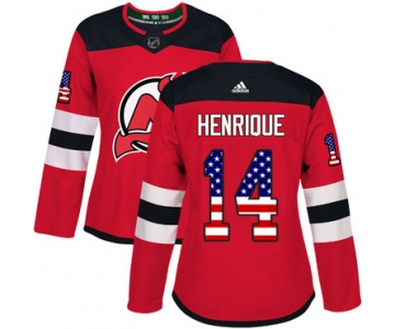 Adidas New Jersey Devils #14 Adam Henrique Red Home Authentic USA Flag Women's Stitched NHL Jersey