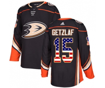 Adidas Ducks #15 Ryan Getzlaf Black Home Authentic USA Flag Stitched NHL Jersey