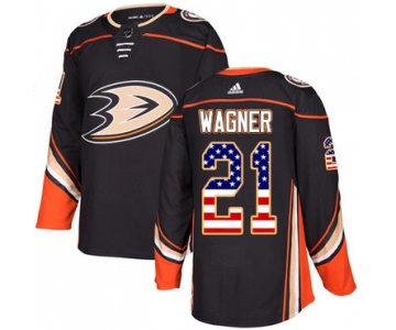 Adidas Ducks #21 Chris Wagner Black Home Authentic USA Flag Stitched NHL Jersey