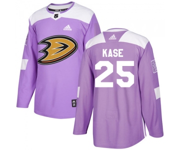 Adidas Ducks #25 Ondrej Kase Purple Authentic Fights Cancer Stitched NHL Jersey