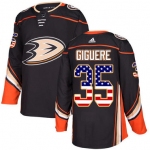 Adidas Ducks #35 Jean-Sebastien Giguere Black Home Authentic USA Flag Stitched NHL Jersey