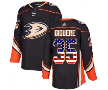 Adidas Ducks #35 Jean-Sebastien Giguere Black Home Authentic USA Flag Stitched NHL Jersey