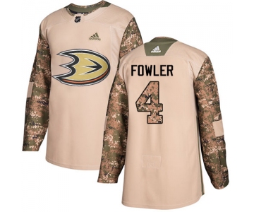 Adidas Ducks #4 Cam Fowler Camo Authentic 2017 Veterans Day Stitched NHL Jersey