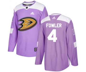 Adidas Ducks #4 Cam Fowler Purple Authentic Fights Cancer Stitched NHL Jersey