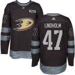 Adidas Ducks #47 Hampus Lindholm Black 1917-2017 100th Anniversary Stitched NHL Jersey