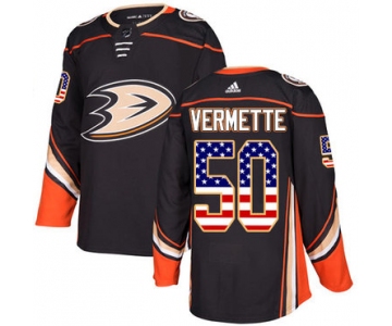 Adidas Ducks #50 Antoine Vermette Black Home Authentic USA Flag Stitched NHL Jersey