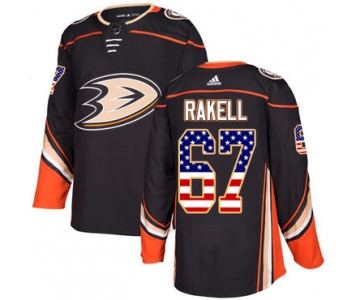 Adidas Ducks #67 Rickard Rakell Black Home Authentic USA Flag Stitched NHL Jersey