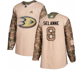 Adidas Ducks #8 Teemu Selanne Camo Authentic 2017 Veterans Day Stitched NHL Jersey