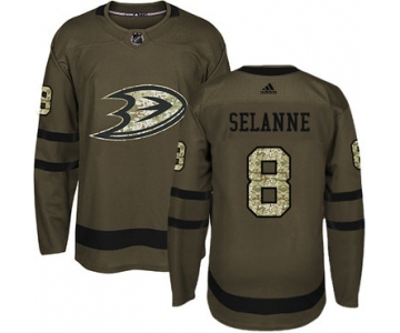 Adidas Ducks #8 Teemu Selanne Green Salute to Service Stitched NHL Jersey