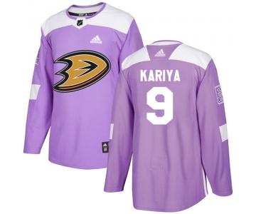 Adidas Ducks #9 Paul Kariya Purple Authentic Fights Cancer Stitched NHL Jersey