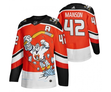 Anaheim Ducks #42 Josh Manson Red Men's Adidas 2020-21 Reverse Retro Alternate NHL Jersey