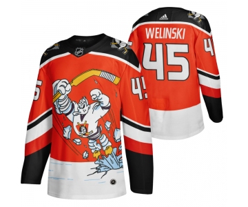 Anaheim Ducks #45 Andy Welinski Red Men's Adidas 2020-21 Reverse Retro Alternate NHL Jersey