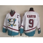 Anaheim Ducks #9 Paul Kariya White Throwback CCM Jersey