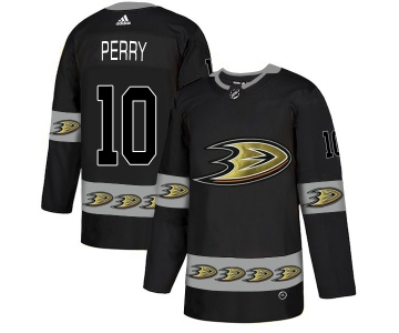 Men's Anaheim Ducks #10 Corey Perry Black Team Logos Fashion Adidas Jersey