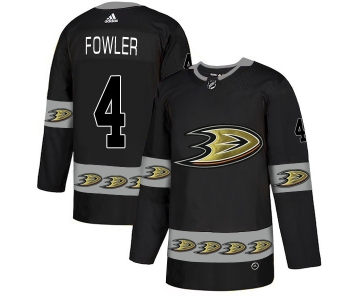 Men's Anaheim Ducks #4 Cam Fowler Black Team Logos Fashion Adidas Jersey
