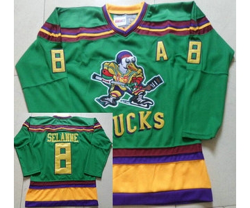 Men's Mighty Ducks of Anaheim #8 Teemu Selanne 1991-92 Green CCM Vintage Throwback Jersey