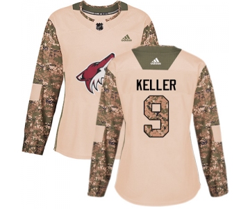 Adidas Arizona Coyotes #9 Clayton Keller Camo Authentic 2017 Veterans Day Women's Stitched NHL Jersey