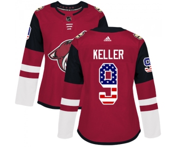 Adidas Arizona Coyotes #9 Clayton Keller Maroon Home Authentic USA Flag Women's Stitched NHL Jersey