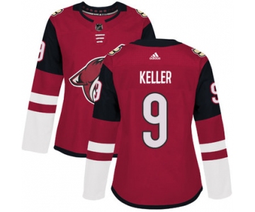 Adidas Arizona Coyotes #9 Clayton Keller Maroon Home Authentic Women's Stitched NHL Jersey