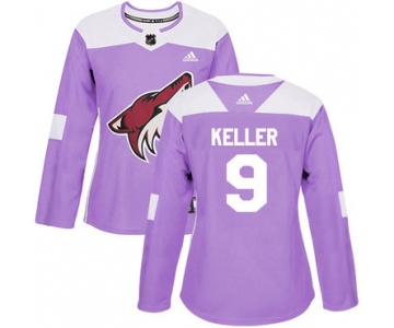 Adidas Arizona Coyotes #9 Clayton Keller Purple Authentic Fights Cancer Women's Stitched NHL Jersey