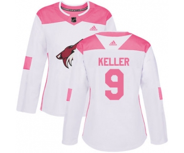 Adidas Arizona Coyotes #9 Clayton Keller White Pink Authentic Fashion Women's Stitched NHL Jersey