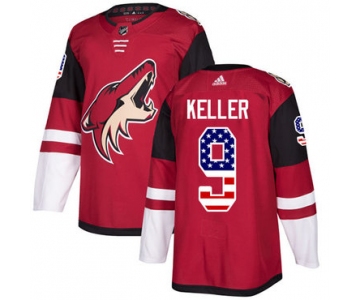 Adidas Coyotes #9 Clayton Keller Maroon Home Authentic USA Flag Stitched NHL Jersey