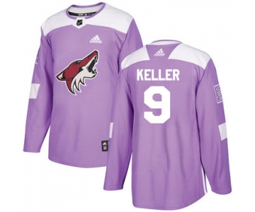 Adidas Coyotes #9 Clayton Keller Purple Authentic Fights Cancer Stitched NHL Jersey