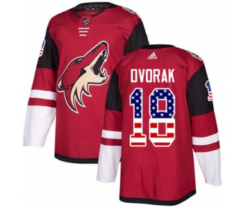 Adidas Coyotes #18 Christian Dvorak Maroon Home Authentic USA Flag Stitched NHL Jersey