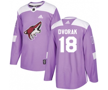 Adidas Coyotes #18 Christian Dvorak Purple Authentic Fights Cancer Stitched NHL Jersey