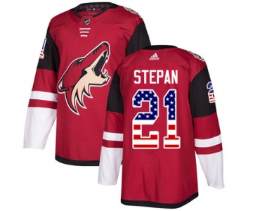 Adidas Coyotes #21 Derek Stepan Maroon Home Authentic USA Flag Stitched NHL Jersey