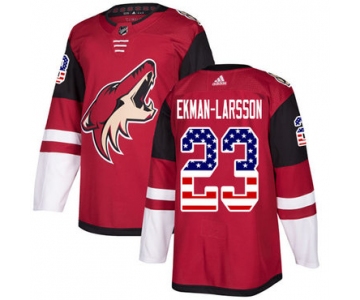 Adidas Coyotes #23 Oliver Ekman-Larsson Maroon Home Authentic USA Flag Stitched NHL Jersey
