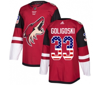 Adidas Coyotes #33 Alex Goligoski Maroon Home Authentic USA Flag Stitched NHL Jersey