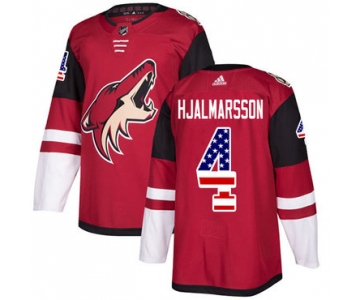 Adidas Coyotes #4 Niklas Hjalmarsson Maroon Home Authentic USA Flag Stitched NHL Jersey