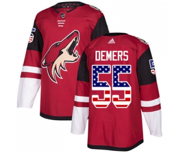 Adidas Coyotes #55 Jason Demers Maroon Home Authentic USA Flag Stitched NHL Jersey