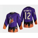 Men's Arizona Coyotes #12 Paul Bissonnette Reverse Retro 2020-21 Authentic Purple Jersey