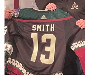 Men's Arizona Coyotes #13 Nathan Smith Throwback Kachina Black Jersey